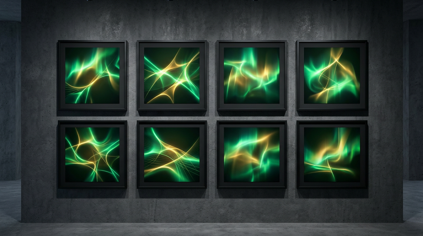 Neon Markets Bundle — Eight pieces, one grid.