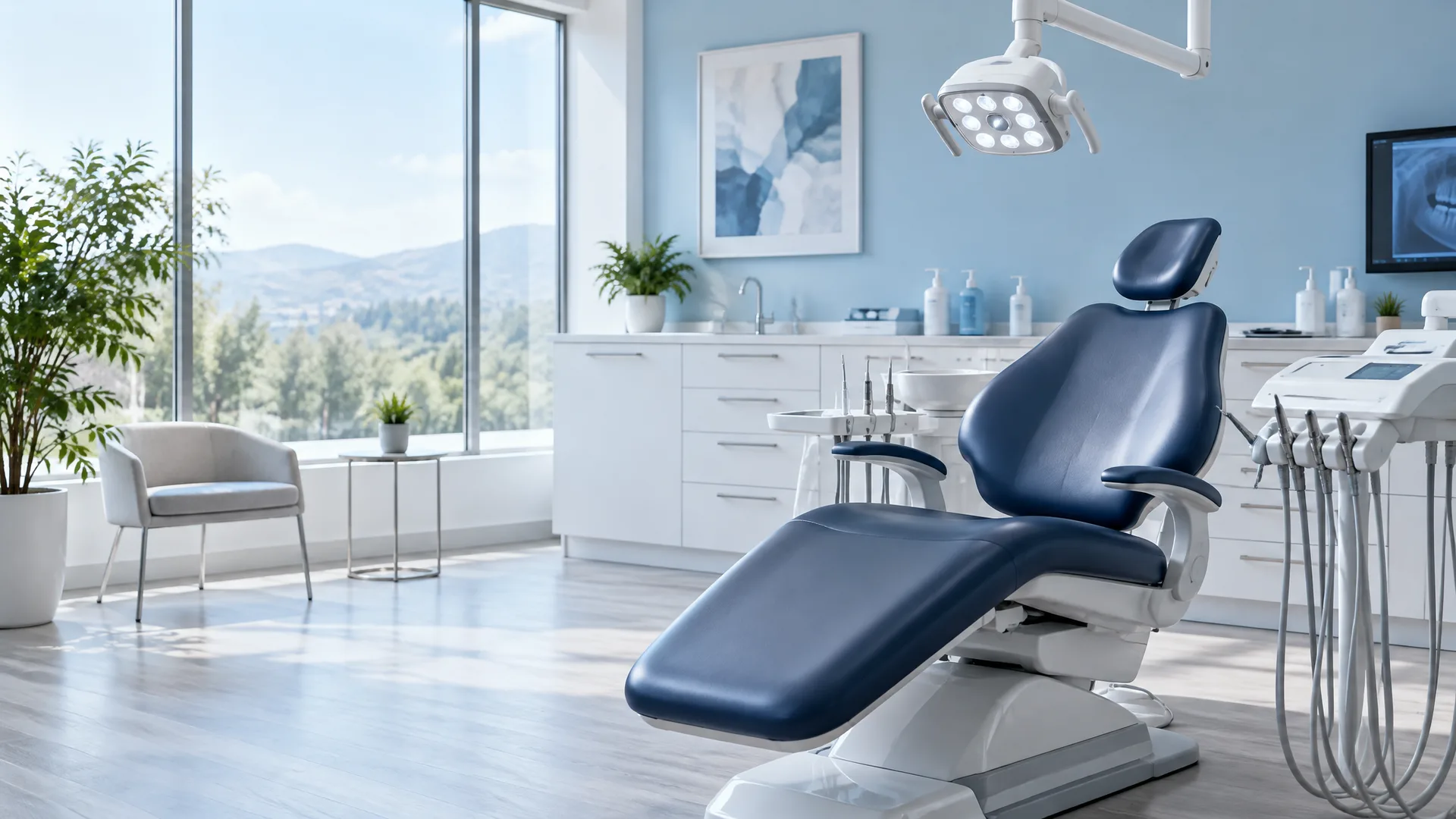 Modern emergency dental office in Fort Wayne, Indiana with a clean treatment room and dental chair