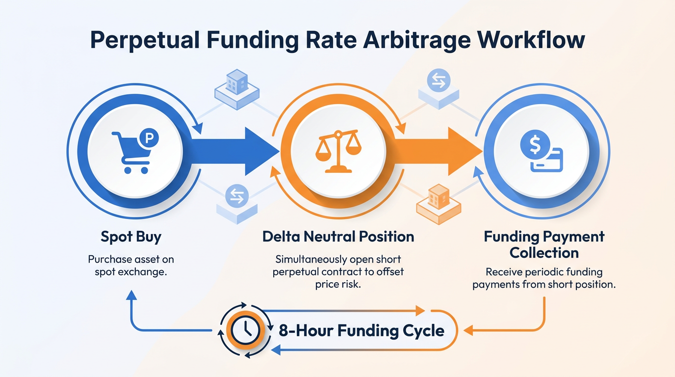 perpetual funding rate arbitrage diagram showing spot long and perp short positions