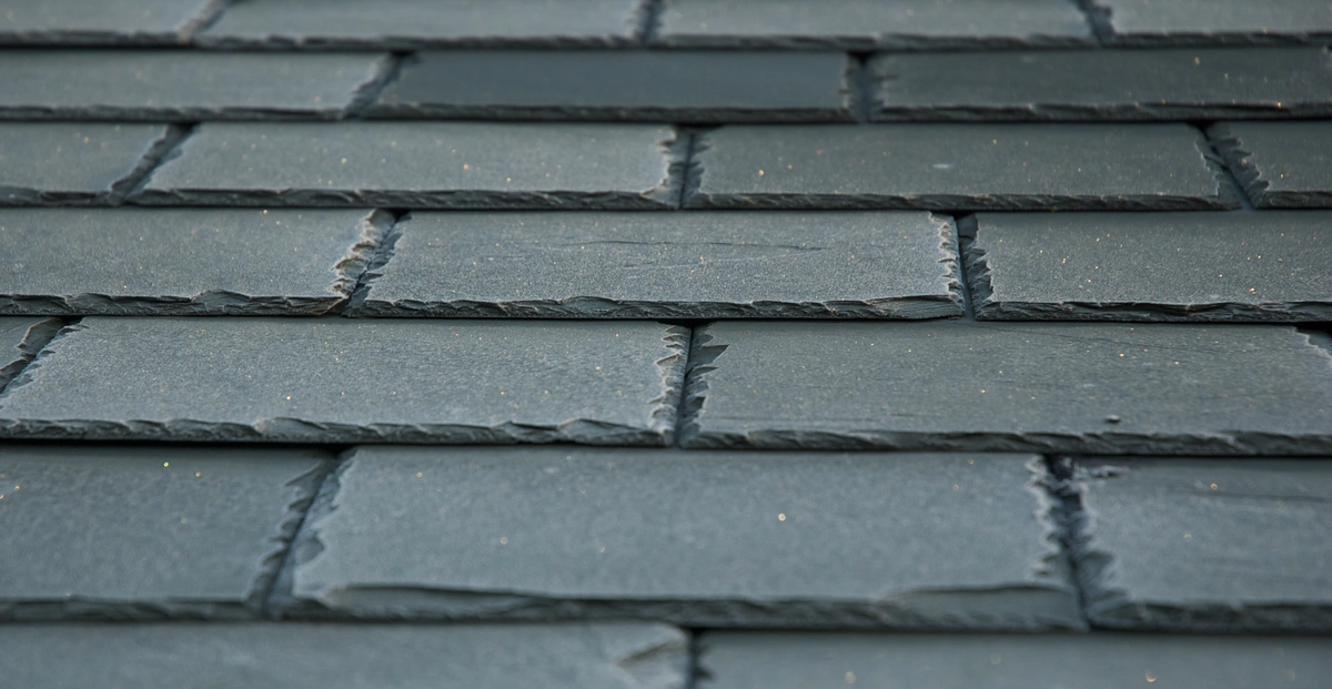 Close-up of neatly installed roof tiles