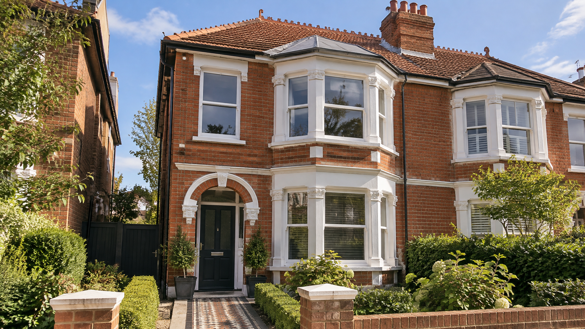 Edwardian bay-fronted house with a clay tile roof