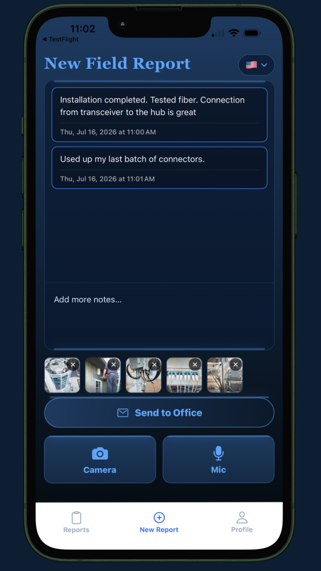 Field Report Screen