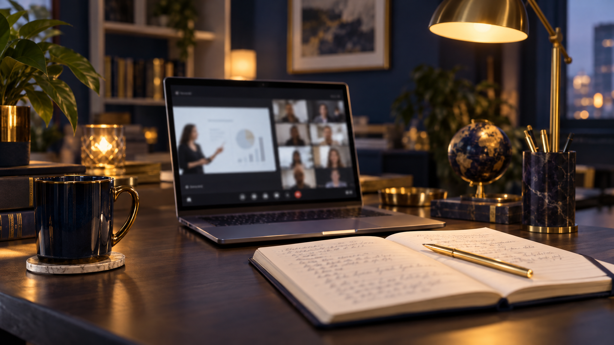 A live online class in session on a laptop