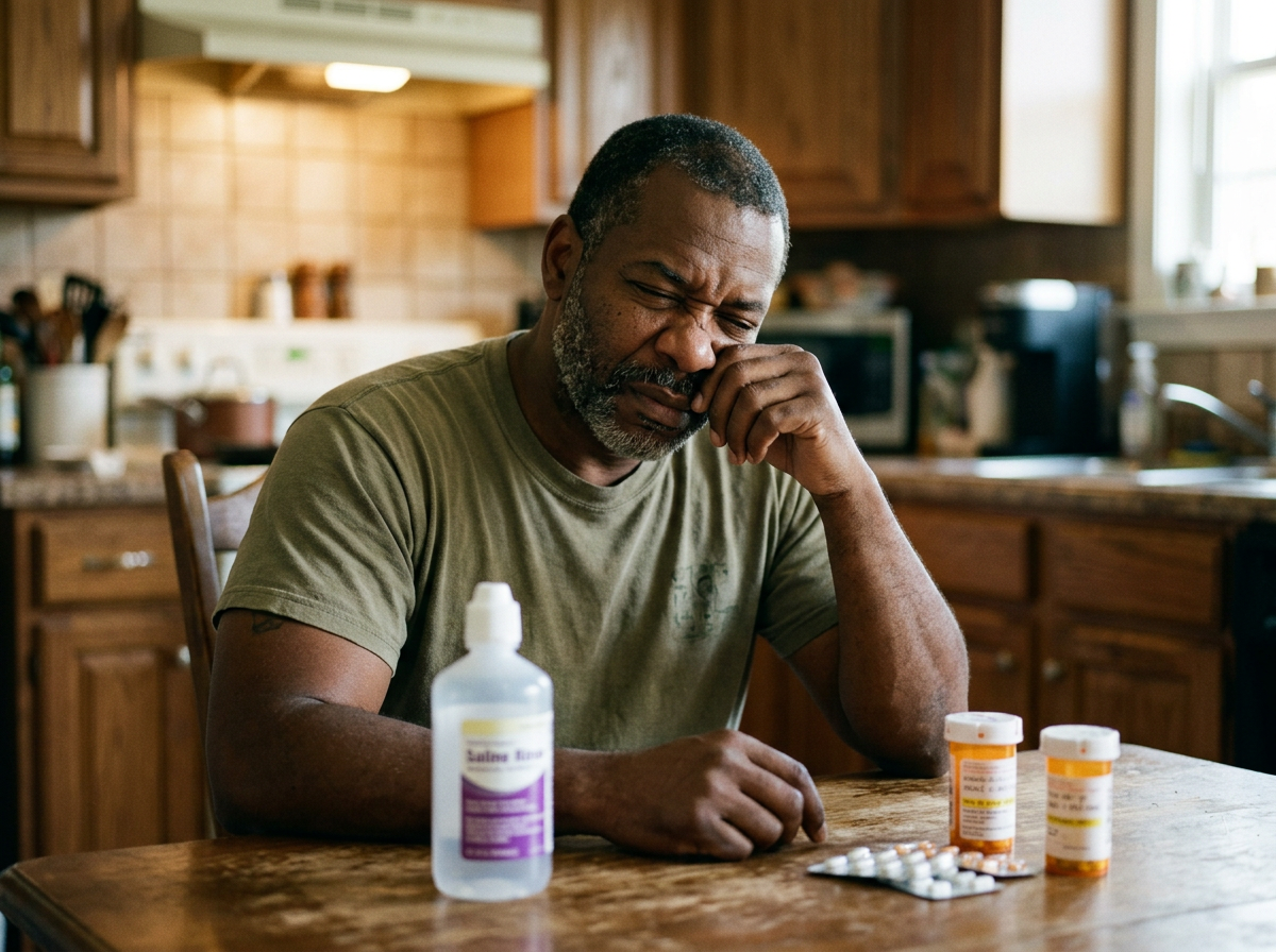 Post-9/11 veteran at home dealing with chronic sinusitis