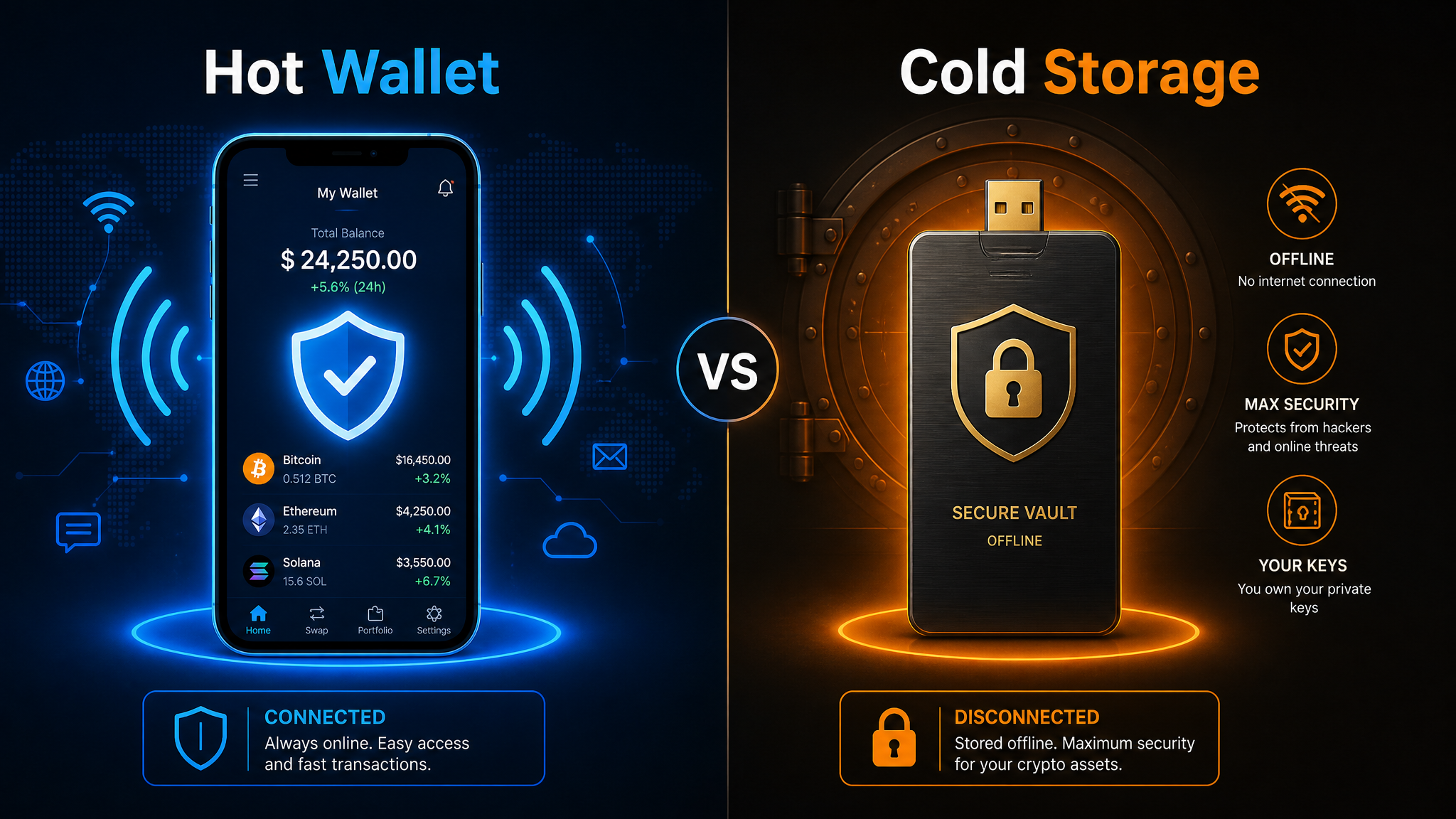 Exodus wallet hot wallet vs cold storage security comparison 2026