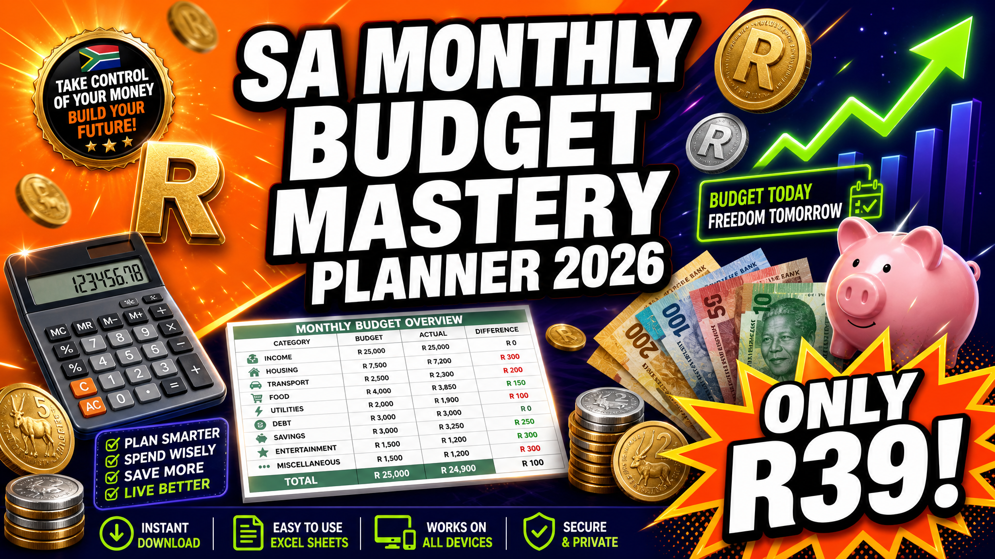 SA Monthly Budget Mastery Planner 2026