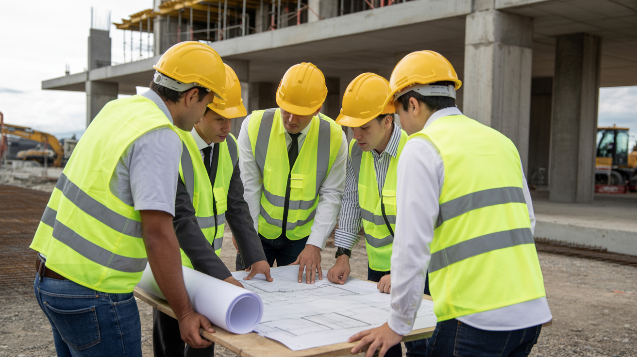 Equipo de ingenieros en obra