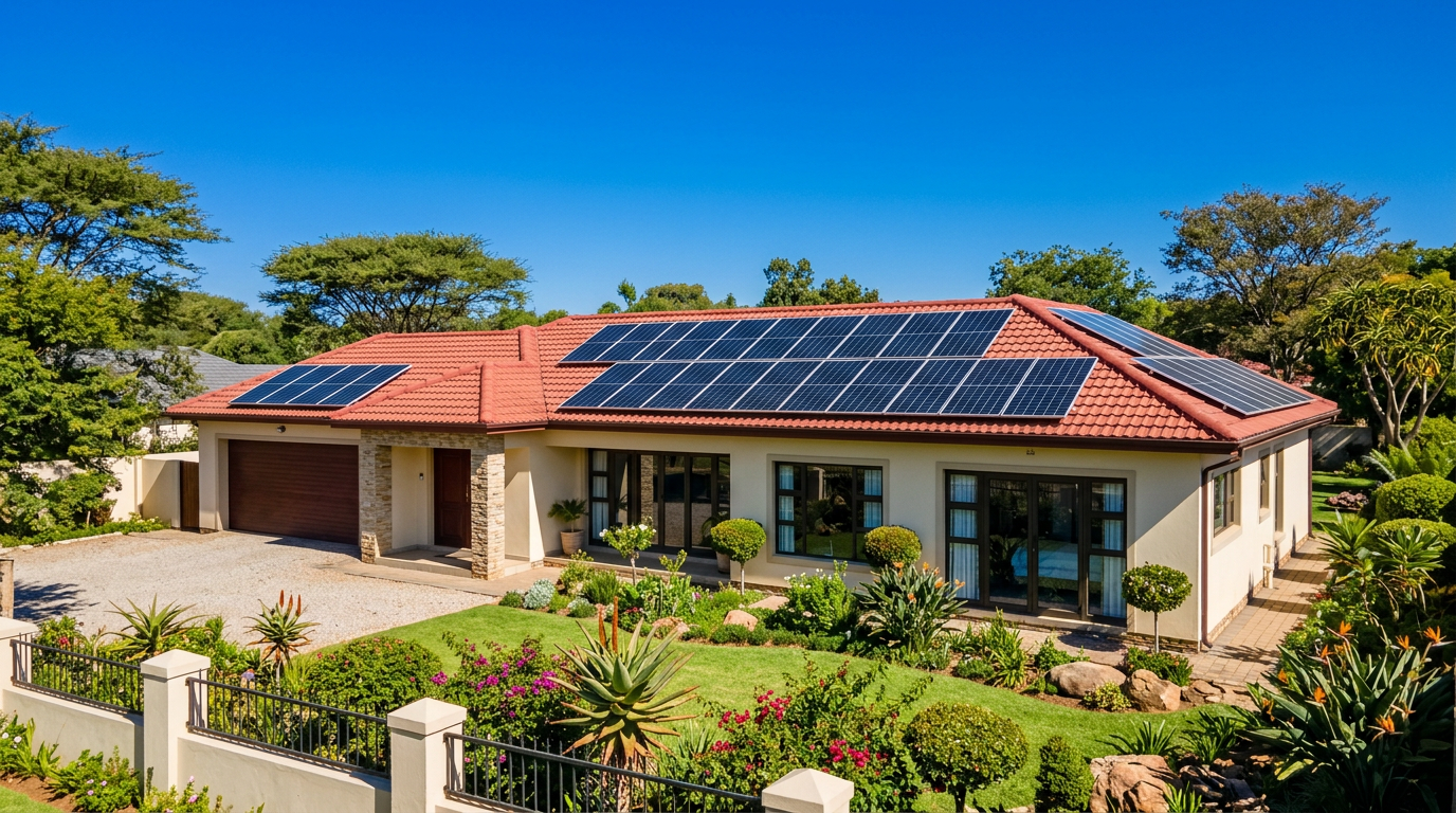 Solar panels installed on a residential rooftop in Bulawayo, Zimbabwe