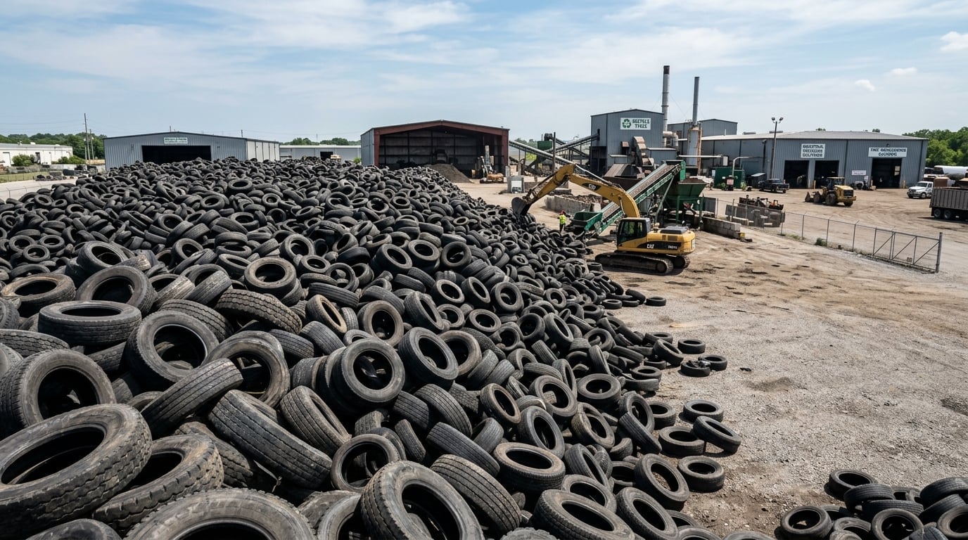 Industrial waste ready for pyrolysis recycling