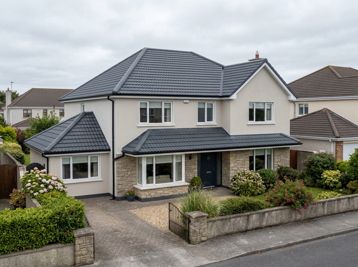 Resprayed tiled roof on residential property