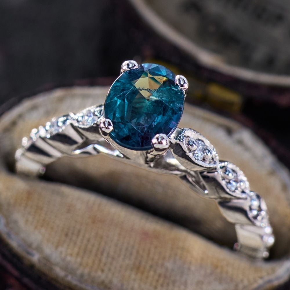 Alexandrite ring showcasing the stone's distinctive color and setting