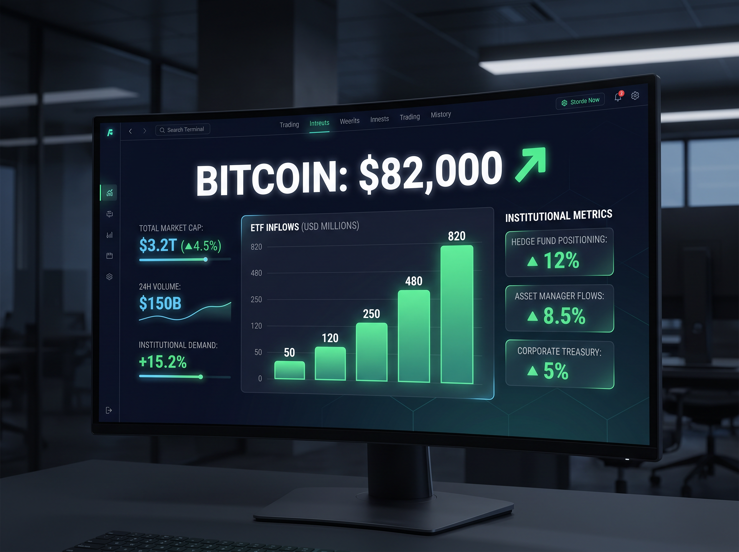 Bitcoin price $82000 ETF inflows institutional demand chart May 2026