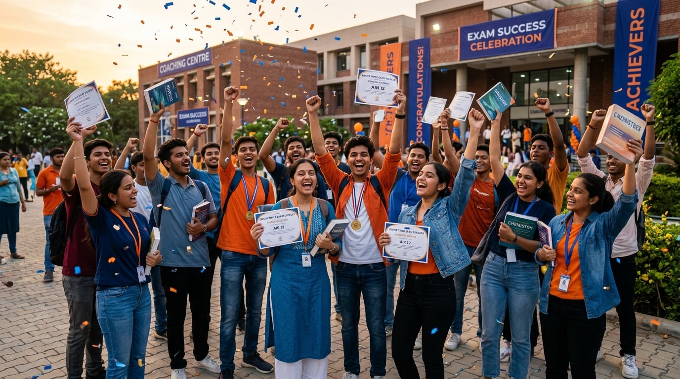 Successful students celebrating exam results