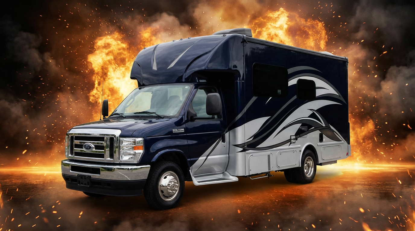 Compact Class C motorhome — driver side view-No Protection