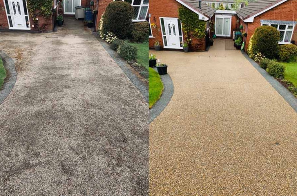 Patio pressure washing transformation