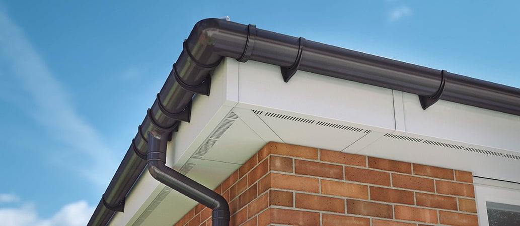 Close-up of UPVC cladding and ventilation soffit