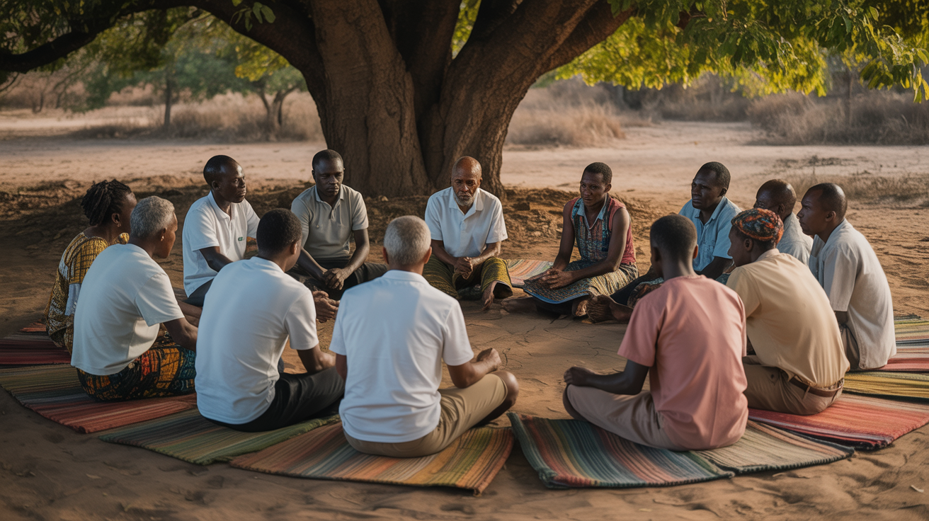 Traditional elder-mediated dialogue circle in Ghana