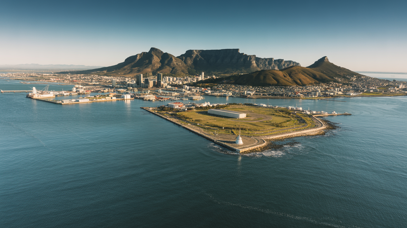 Robben Island Heritage Flight — aerial helicopter view over Cape Town