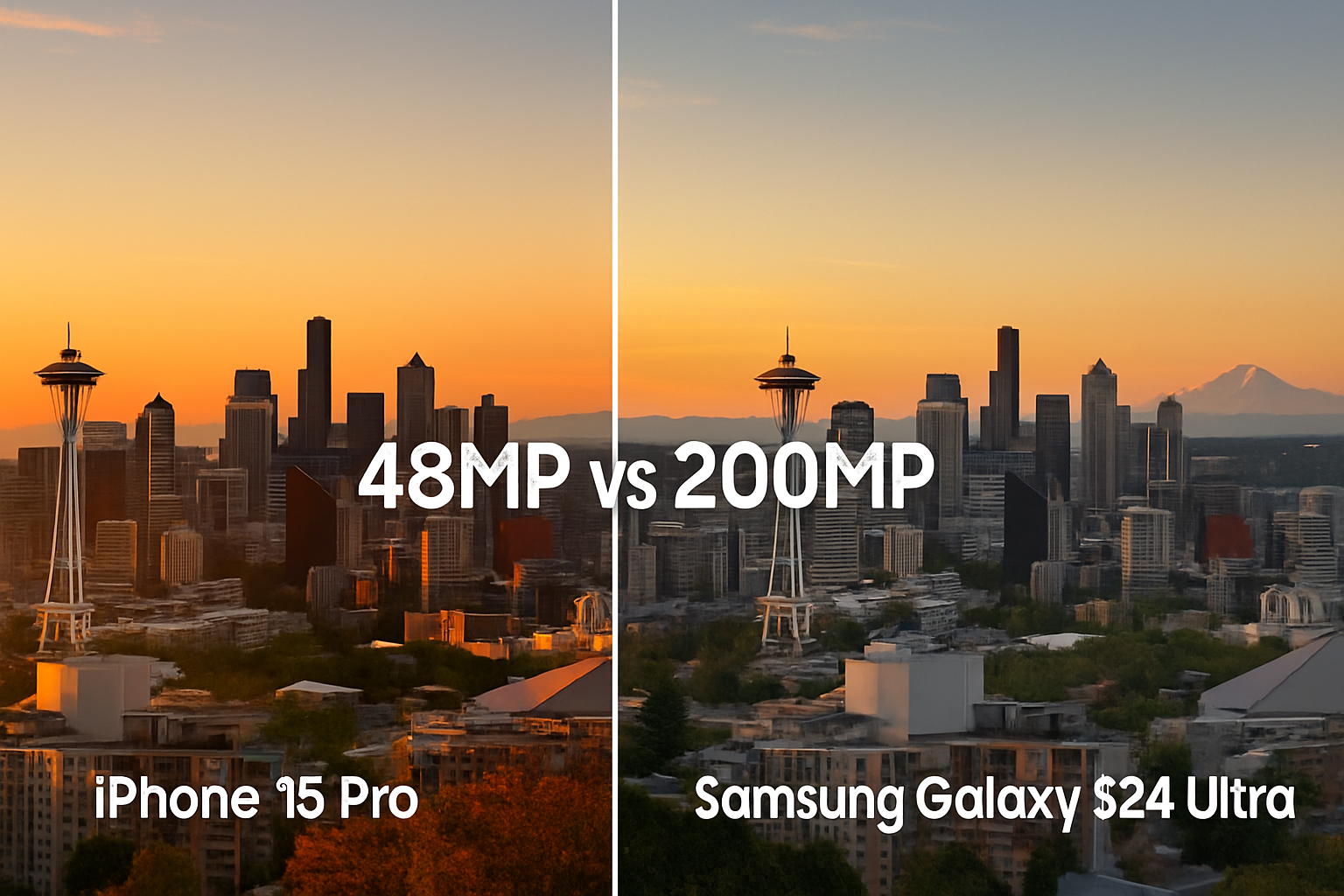 iPhone 15 vs Samsung Galaxy S24 camera comparison showing sample photos and shooting capabilities