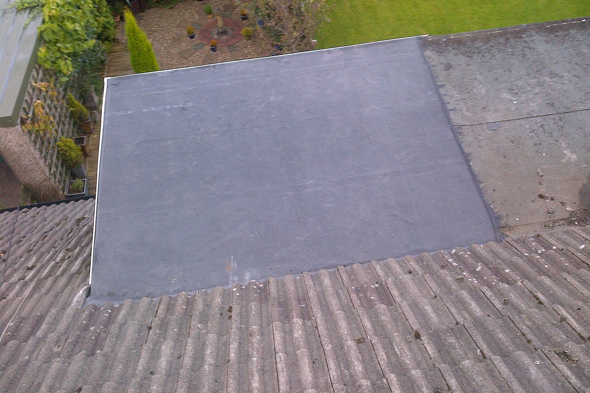 New flat roof section on a terraced property