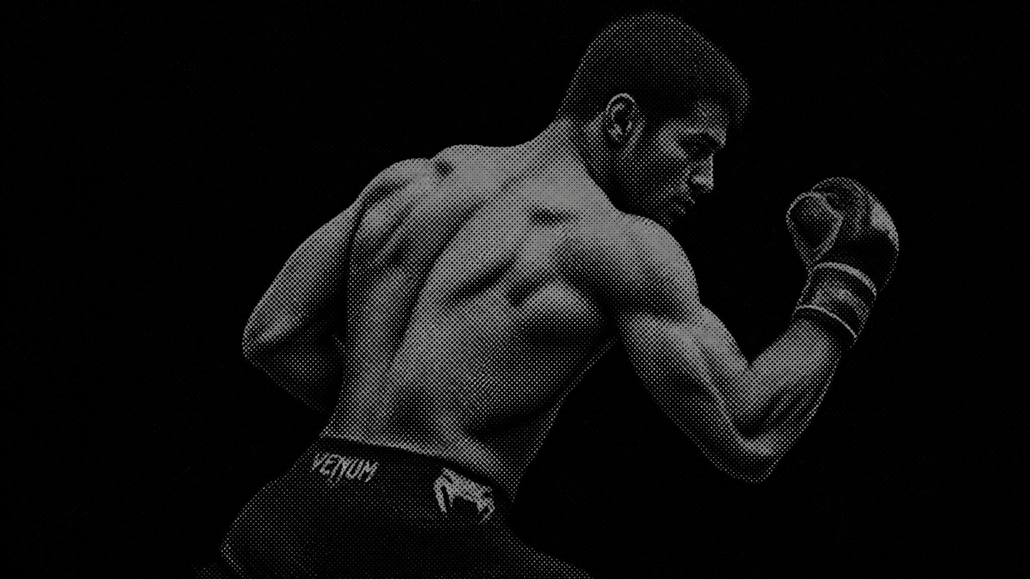 Halftone portrait of a combat athlete