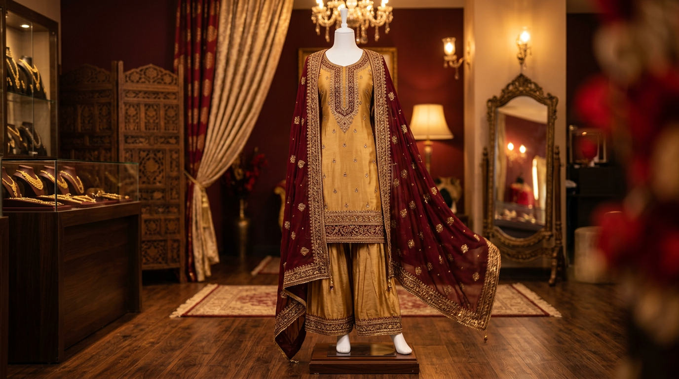 Elegant traditional Bangladeshi clothing display