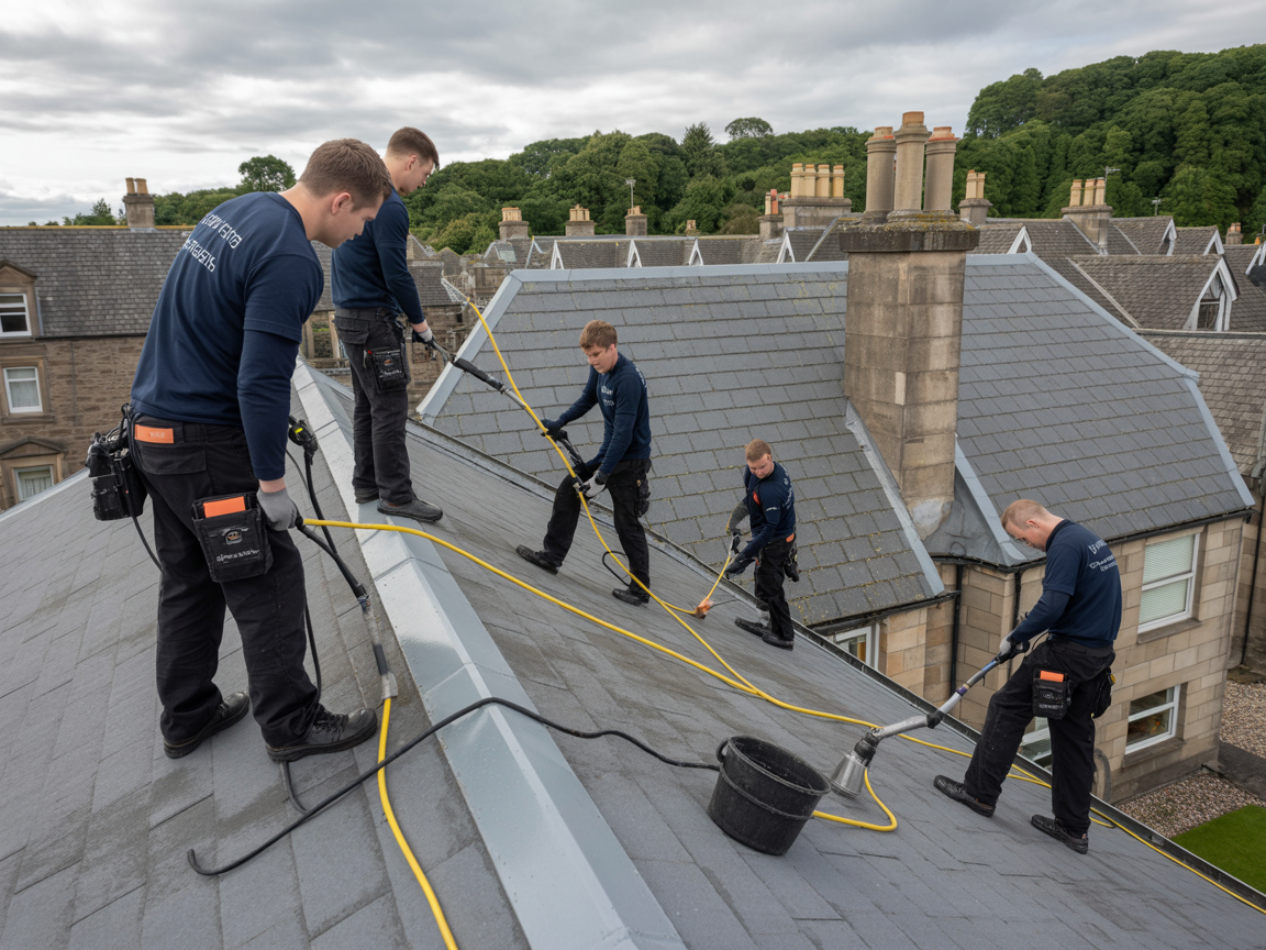 Roof Cleaning Team at Work