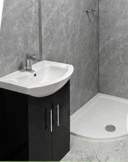 Contemporary bathroom with walk-in shower