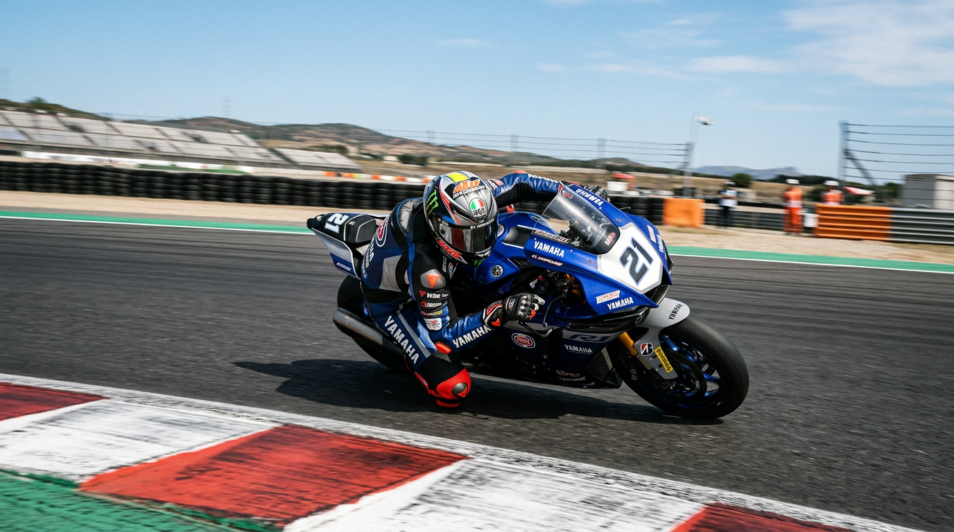 Moto deportiva en circuito, la presión de neumáticos es clave
