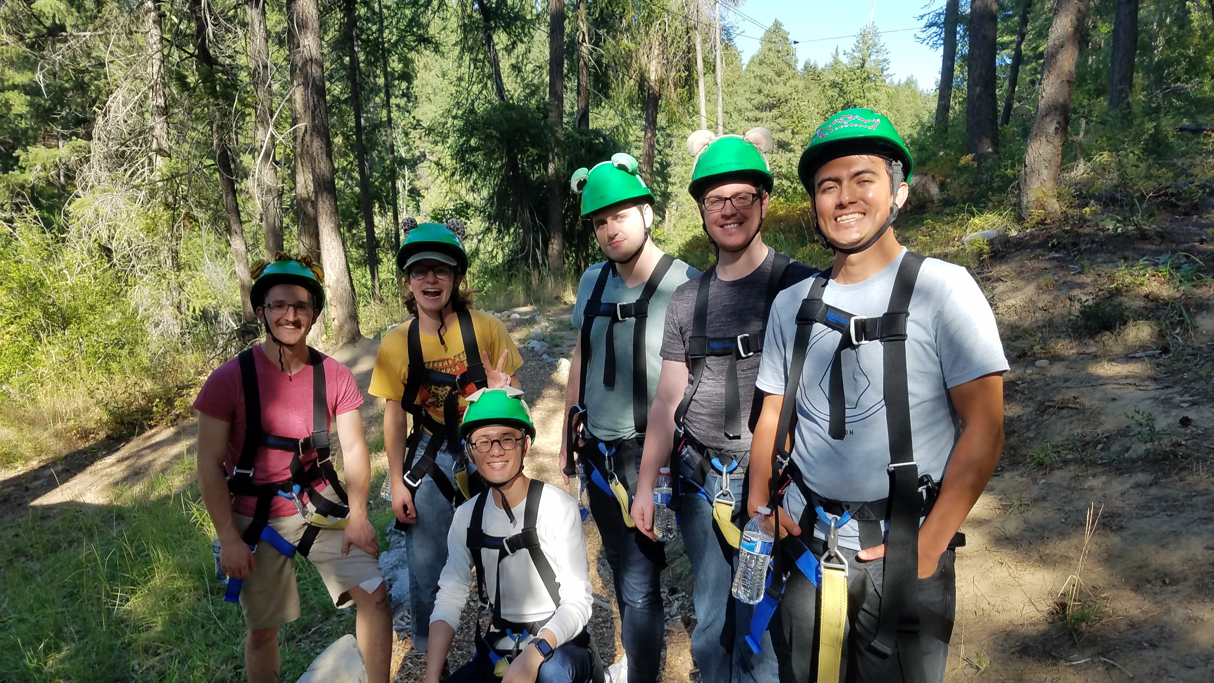 Xavi zip lining with mentees in Leavenworth, Washington