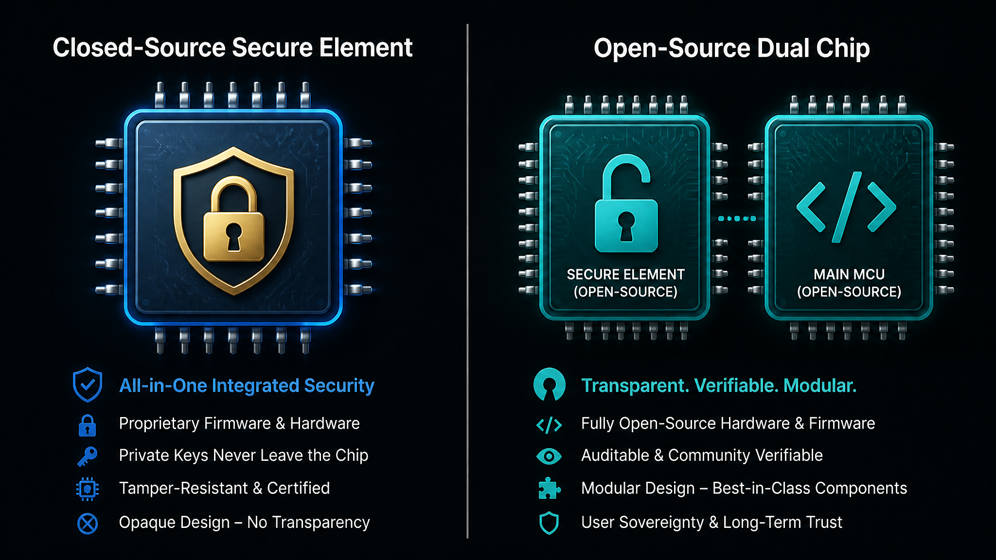 Hardware wallet security architecture comparison: Secure Element chip vs dual-chip design