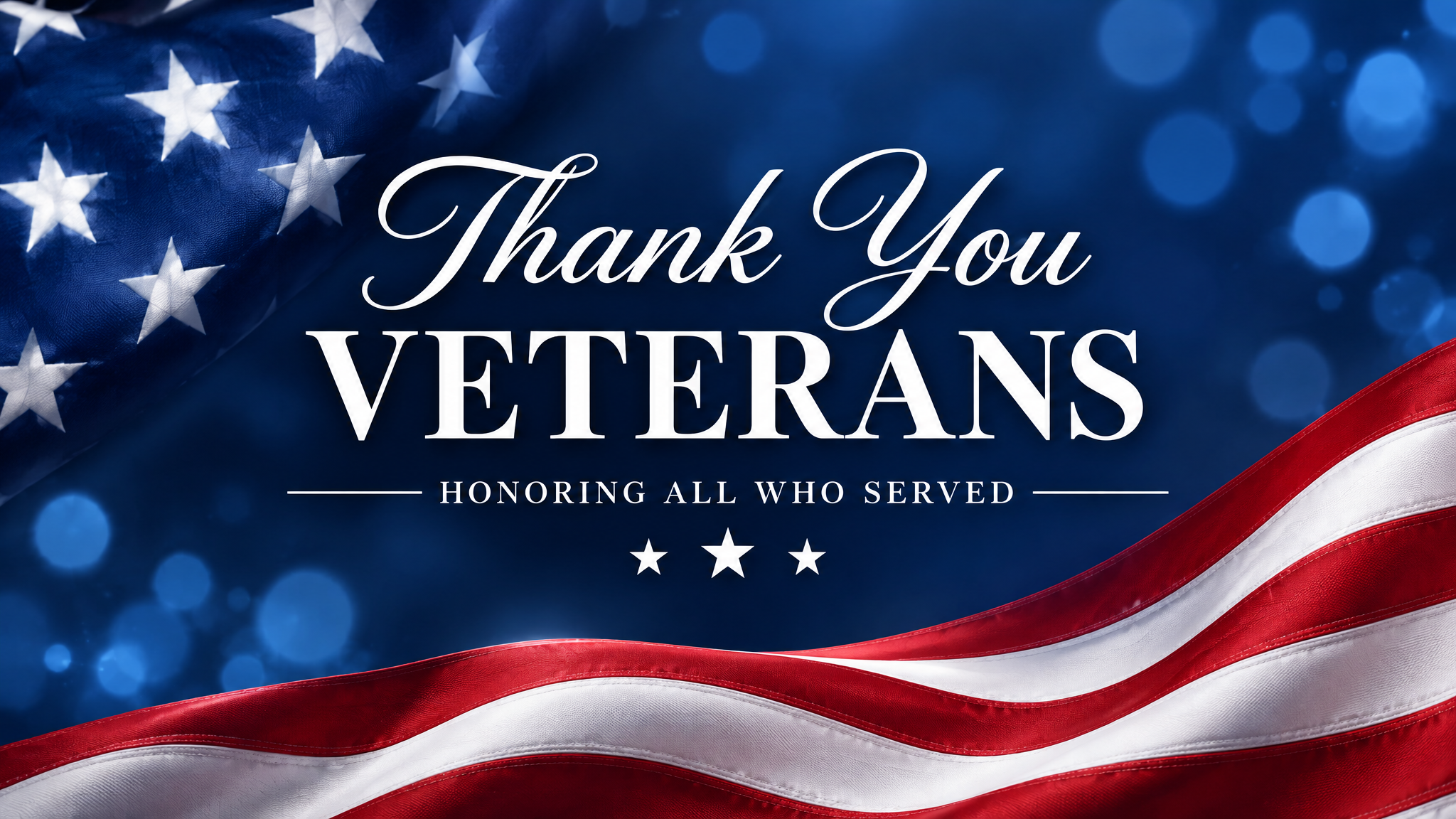 Thank You Veterans — Honoring All Who Served, American flag banner