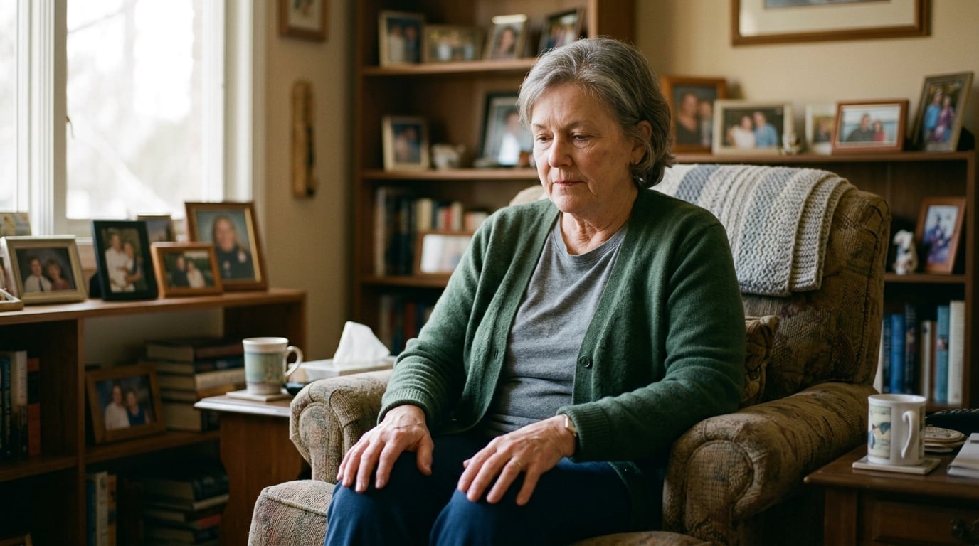An older woman veteran dealing with long-term joint pain
