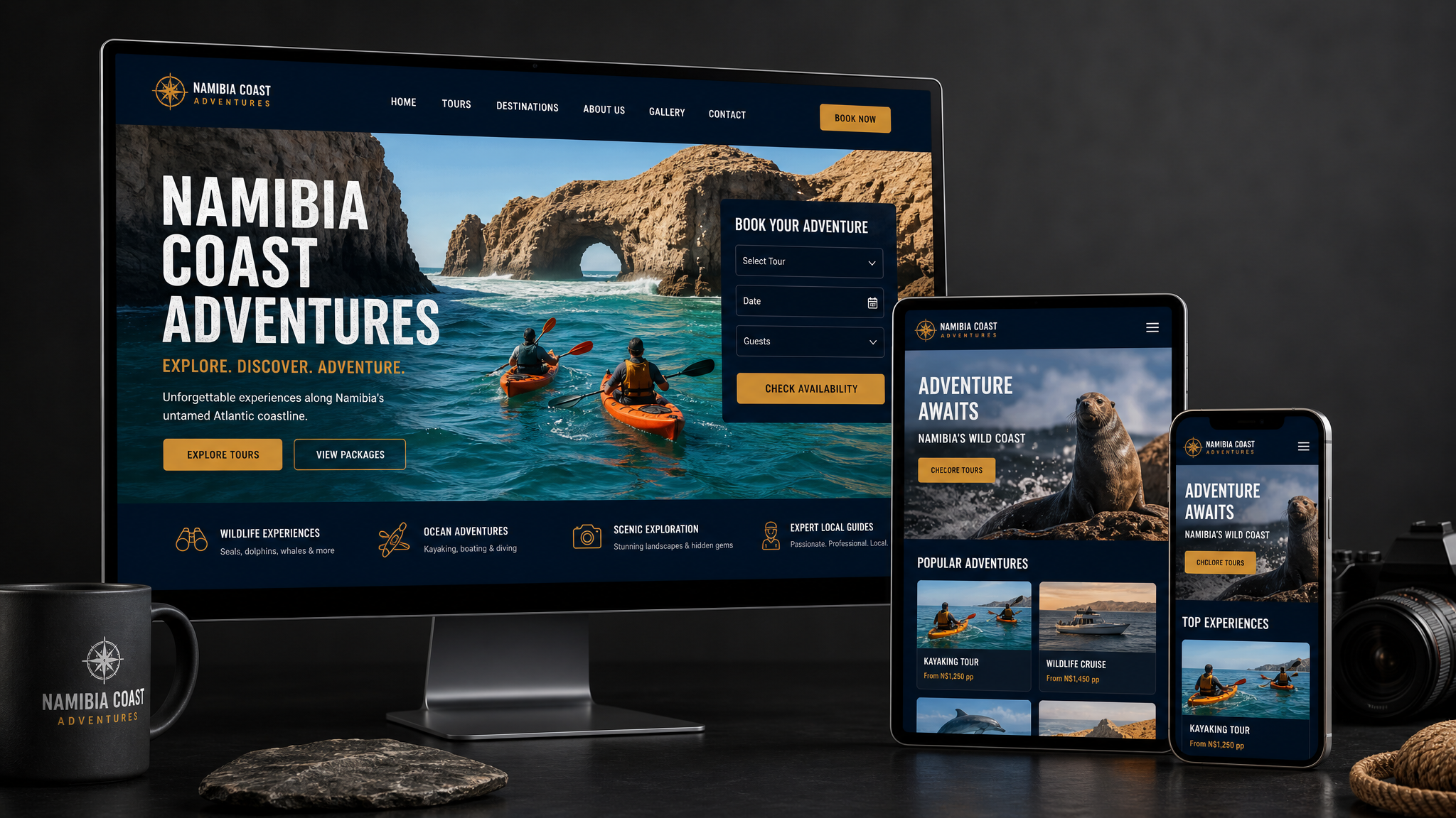 Namibia Coast Adventures website mockup
