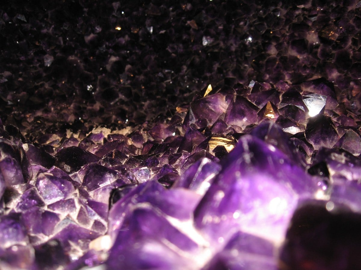 Purple amethyst crystal geode