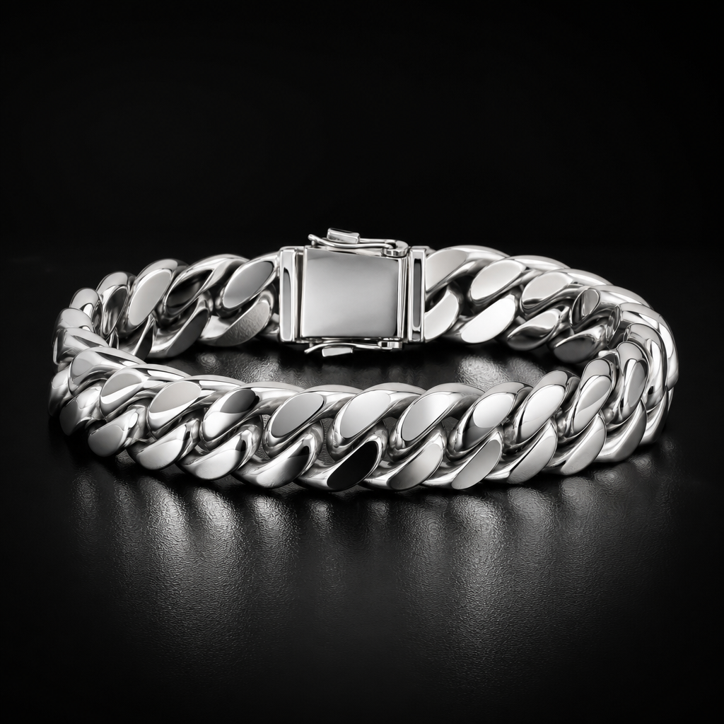 White Gold Cuban Link Bracelet