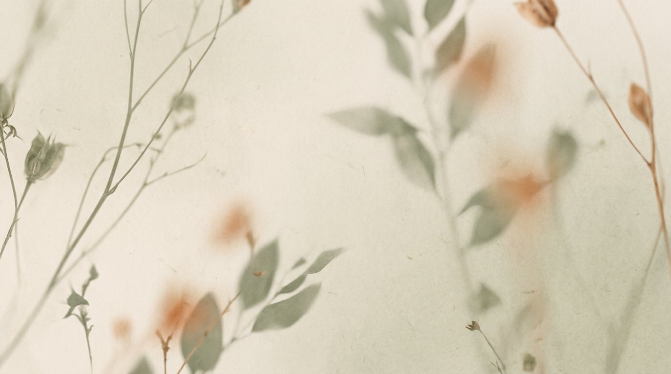Subtle botanical texture - warm and contemplative