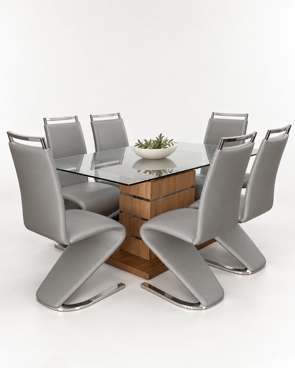 Juego de Comedor Rectangular con Sillas Grises