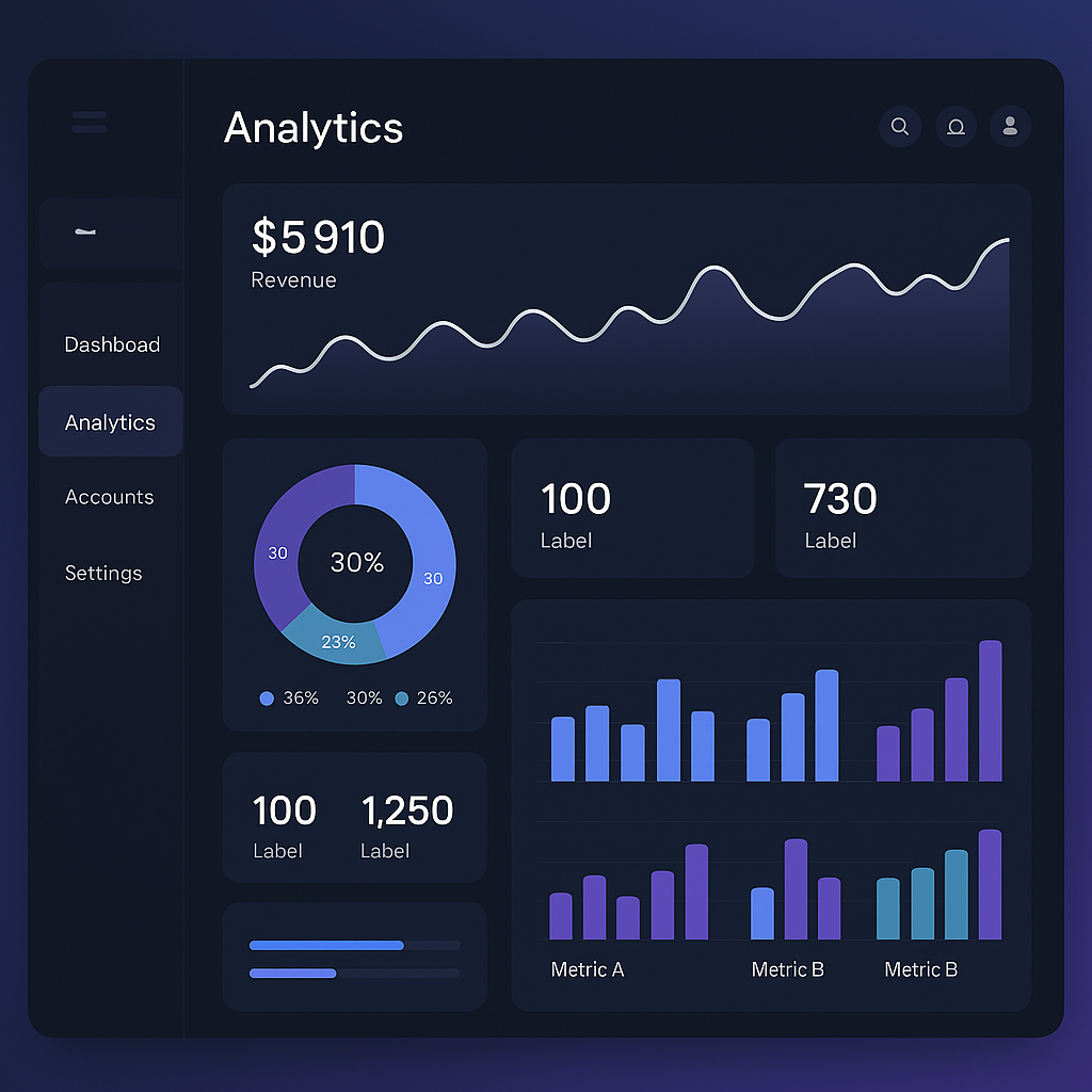 modern dashboard interface showing AI launch plan generation with charts and metrics