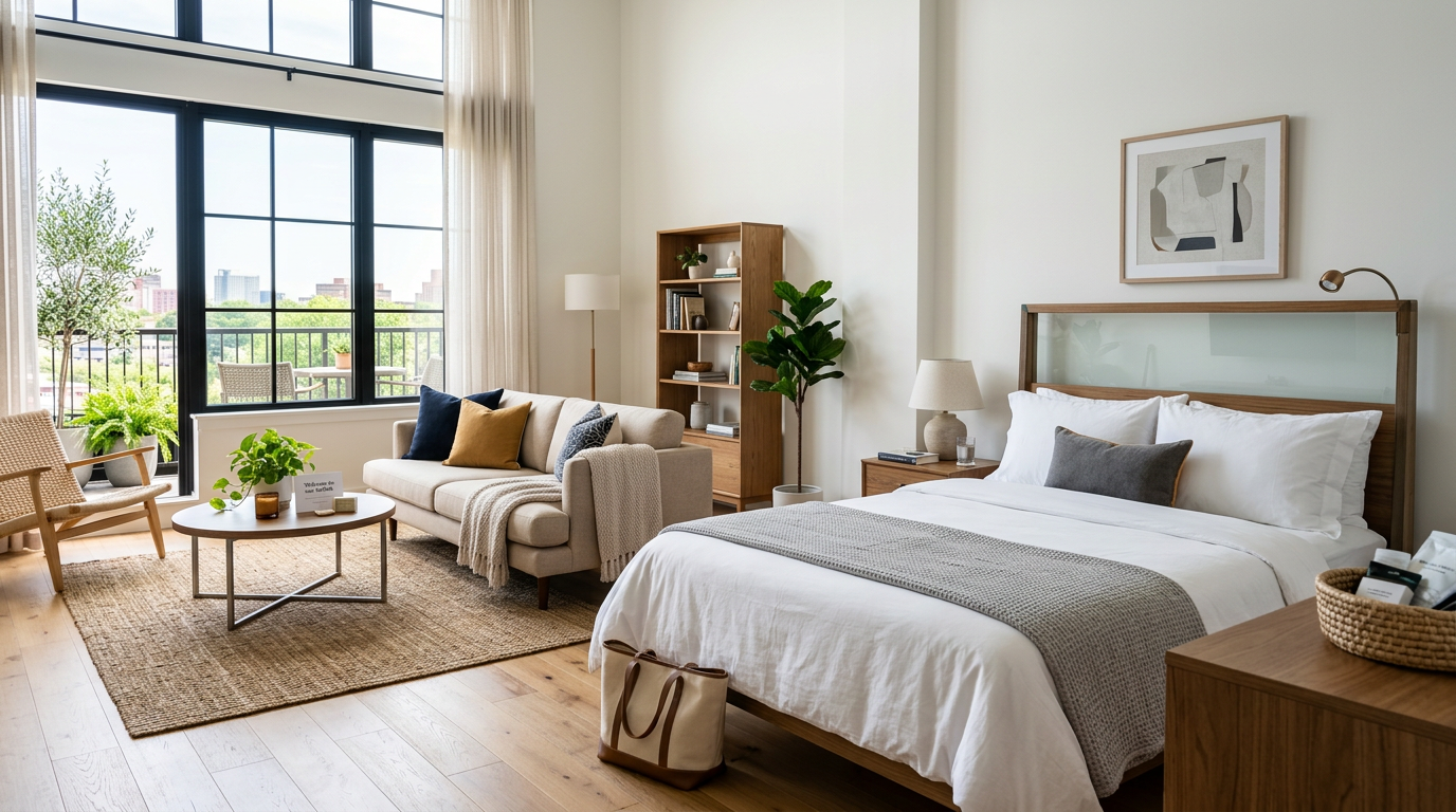 Modern vacation rental interior ready for guests