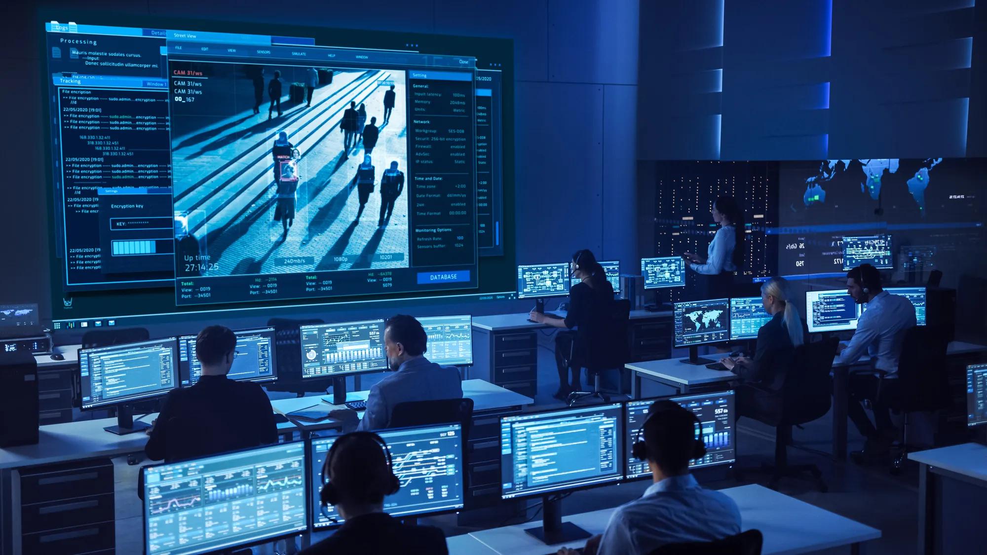 Security Operations Center monitoring room