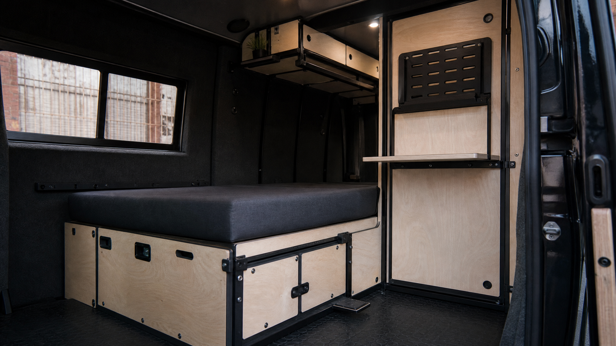 Birch plywood bed system interior