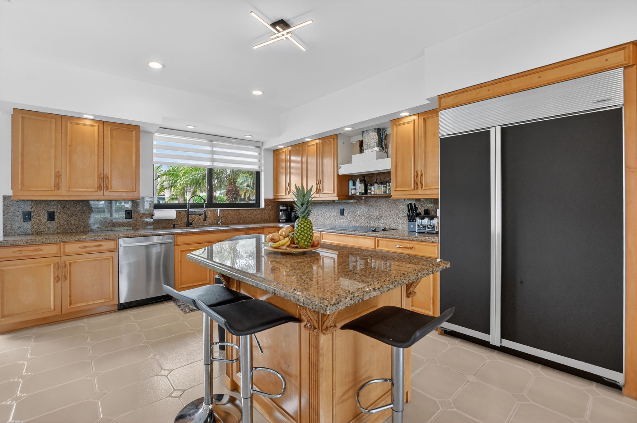 Kitchen with oak cabinets