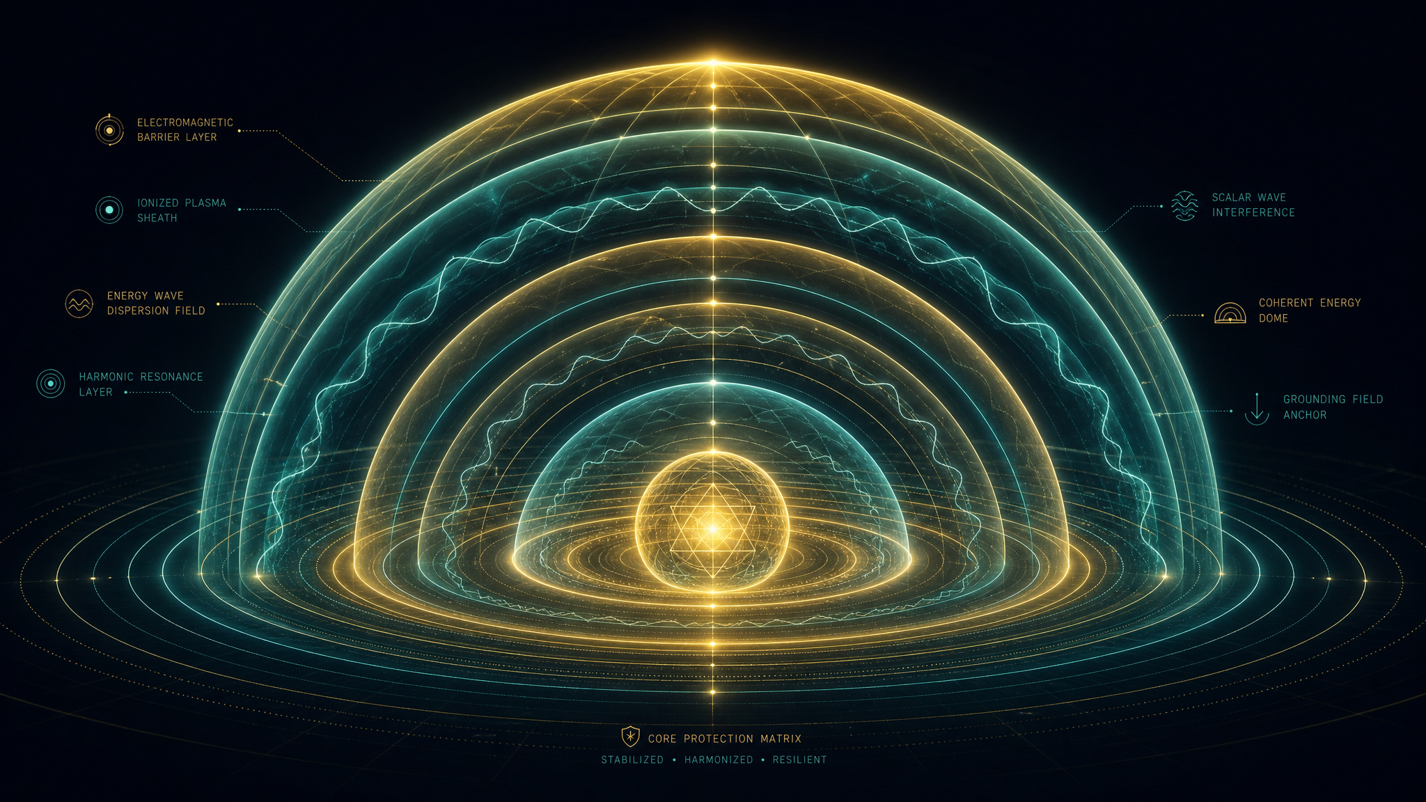 Concentric protective electromagnetic shield dome