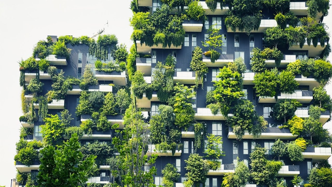 Sustainable green architecture with integrated vegetation - Bosco Verticale style