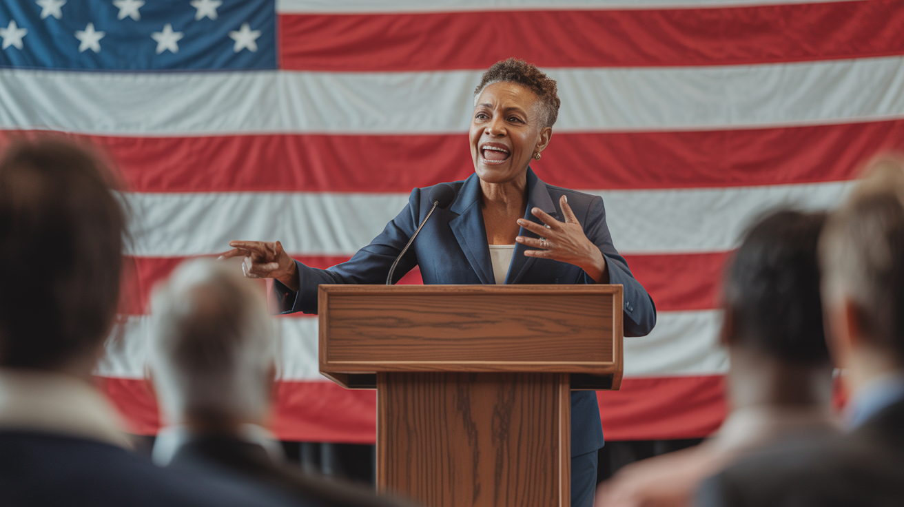 Vicki Wilson speaking at veterans event