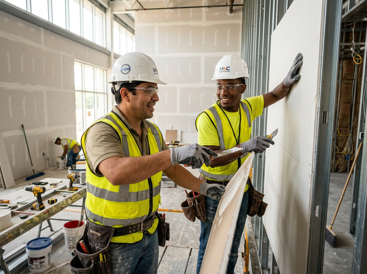 Trockenbau Team bei der Arbeit