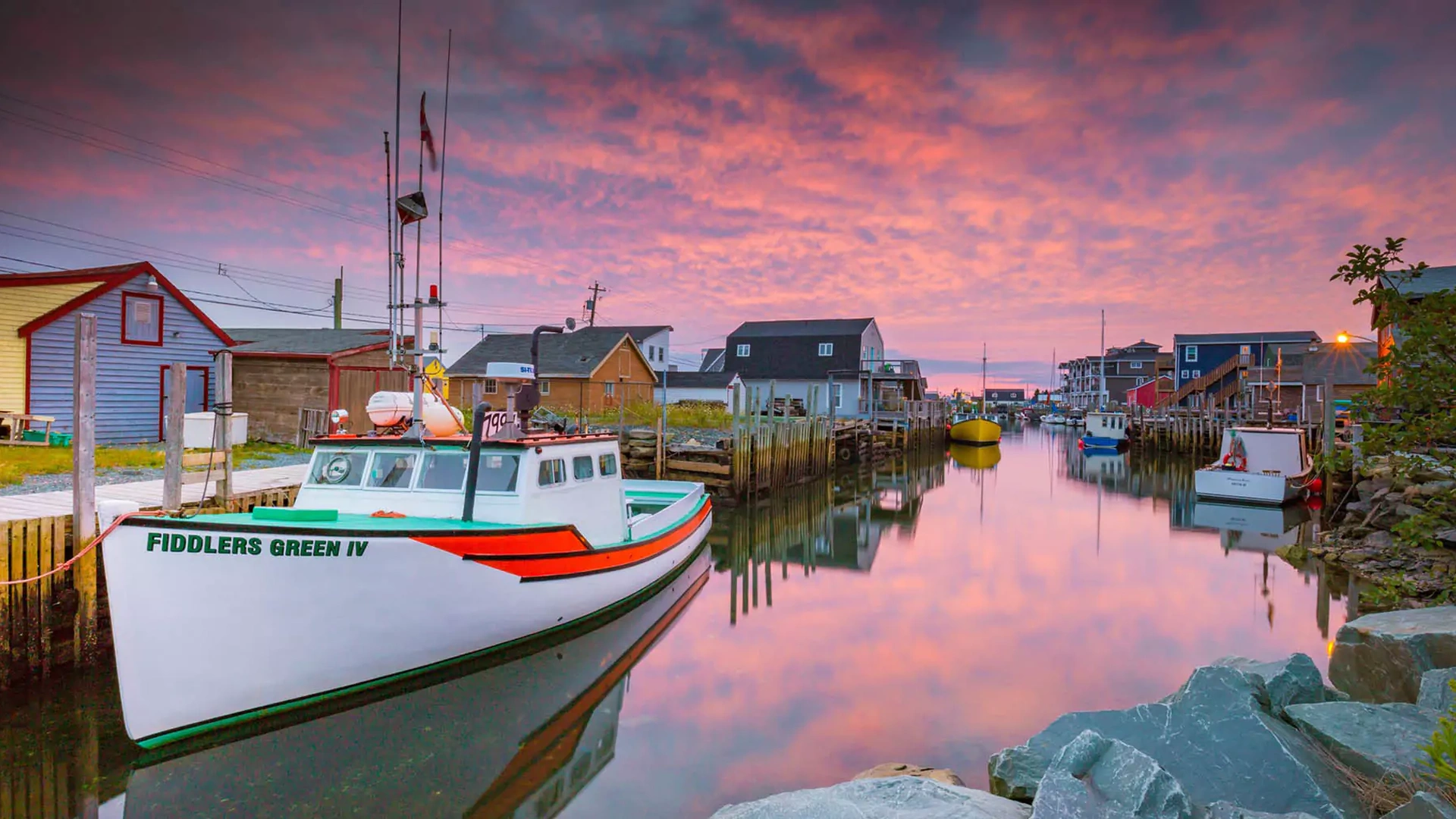 Nova Scotia fishing boats in a coastal harbour