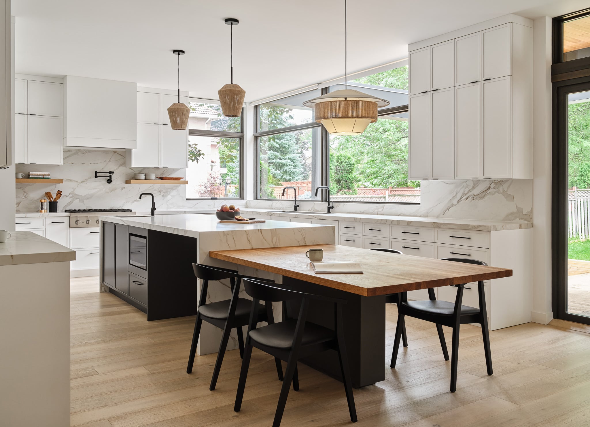 Dekton ultracompact slab installed as modern kitchen island countertop