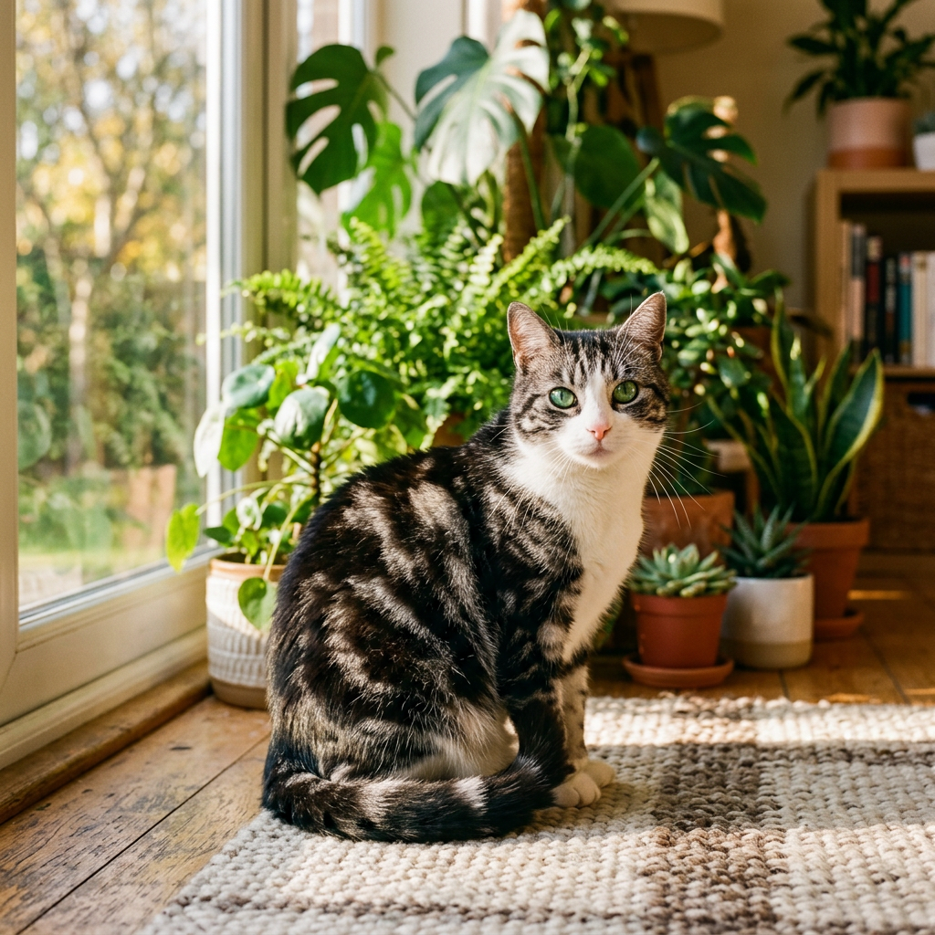 Luna, a grey tabby cat